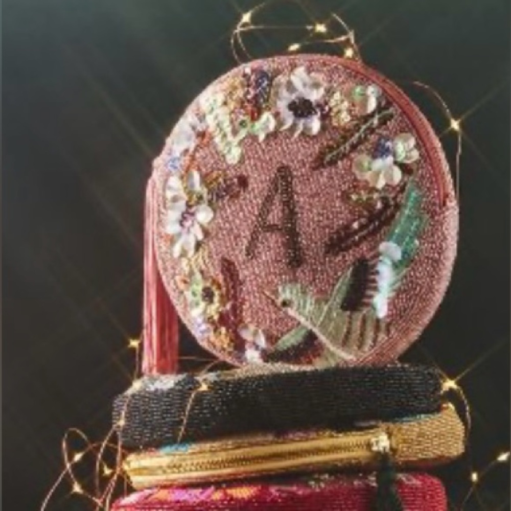 NWT Holiday Monogram Embellished Pouch “A”